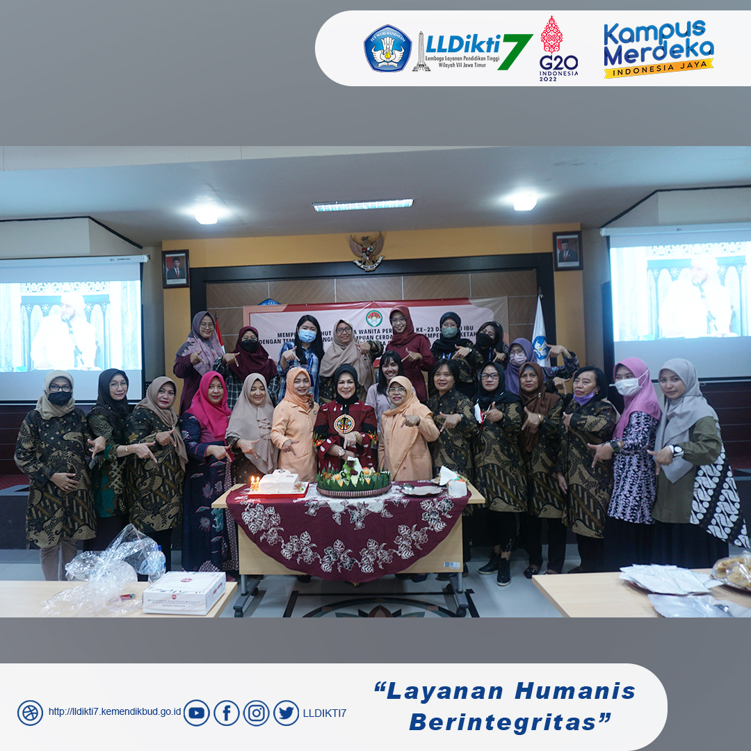 Peringati HUT Ke 23 DWP LLDIKTI Wilayah VII Gelar Tasyakuran Potong Tumpeng Sekaligus Sosialisasi Program Indonesia Pintar