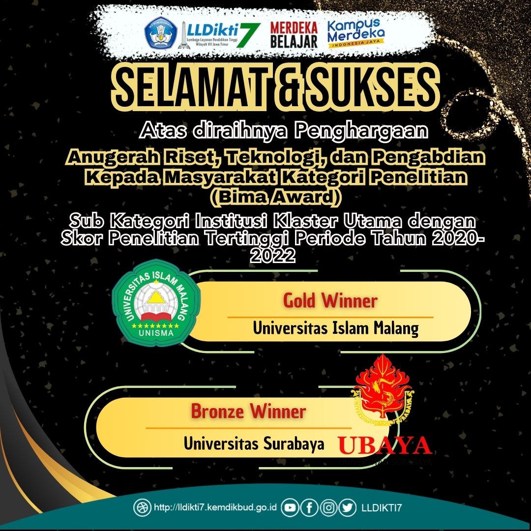 LLDIKTI Wilayah VII Mengucapkan Selamat kepada Perguruan Tinggi di Lingkungan LLDIKTI Wilayah VII Penerima Penghargaan Anugerah Diktiristek Tahun 2023: