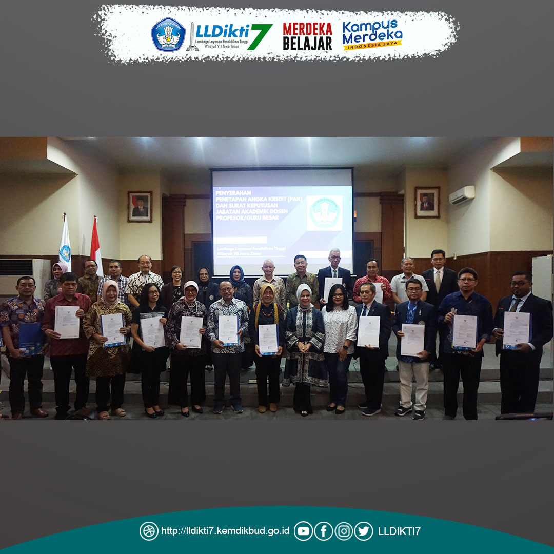  LLDIKTI Wilayah VII Serahkan15 SK Jabatan Akademik dan PAK Profesor / Guru Besar Baru