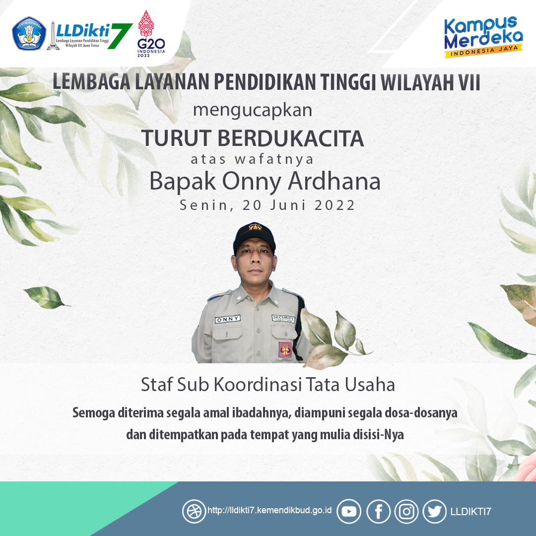 Turut Berdukacita atas Meninggalnya Bapak Onny Ardhana