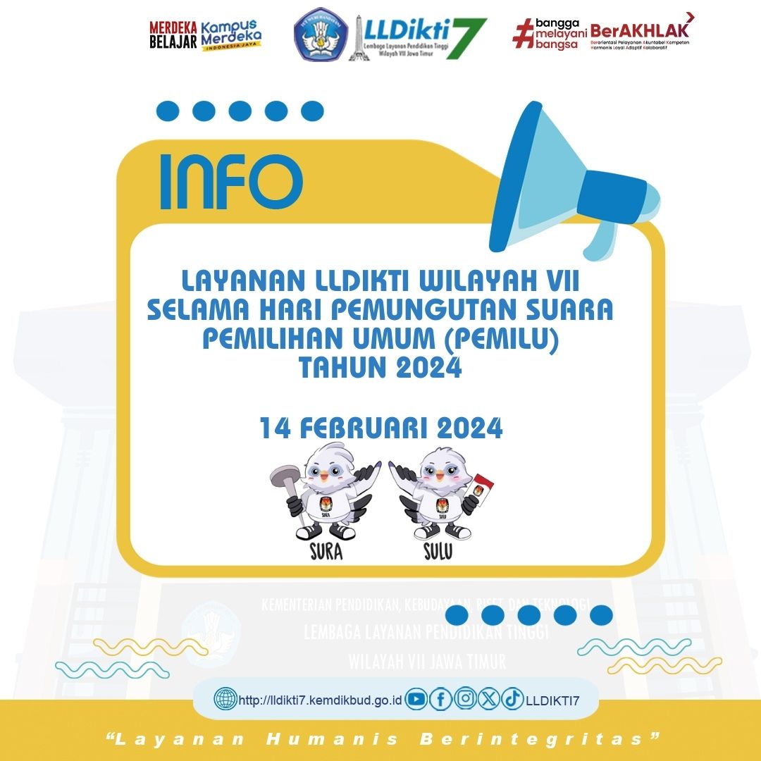 Layanan LLDIKTI Wilayah VII Selama Hari Pemungutan Suara Pemilihan Umum (Pemilu) Tahun 2024